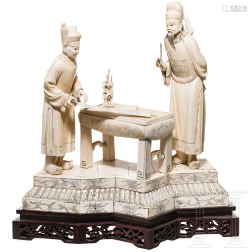 A Chinese group of ivory figures, 19th century
