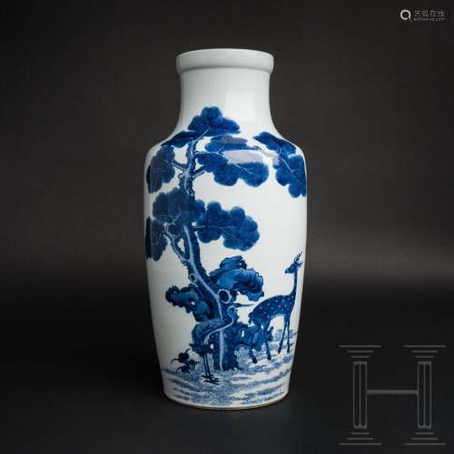 An important Chinese blue and white decorated vase with