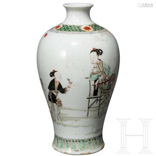 A Famille verte 'figural' Meiping vase with Kangxi mark