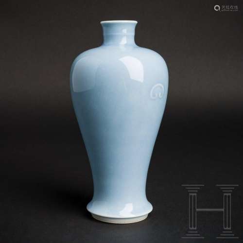 A pale-blue glazed Meiping vase with Kangxi mark