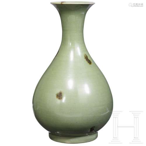 A Longquan celadon Yuhuchun vase, probably Ming Dynasty