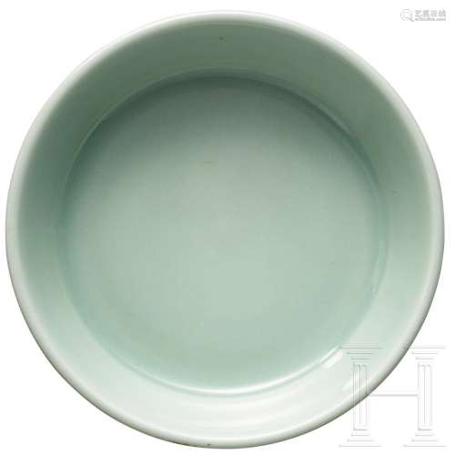 A fine and rare celadon-glazed shallow bowl with