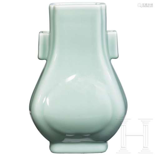 A fine celadon Fanghu vase with Guangxu mark, 19th -