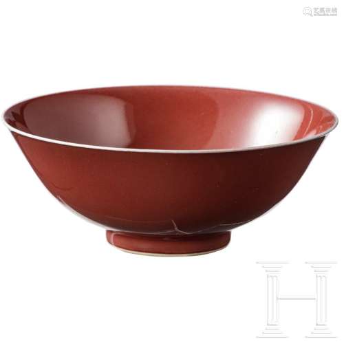 A fine copper-red glazed bowl with Qianlong mark