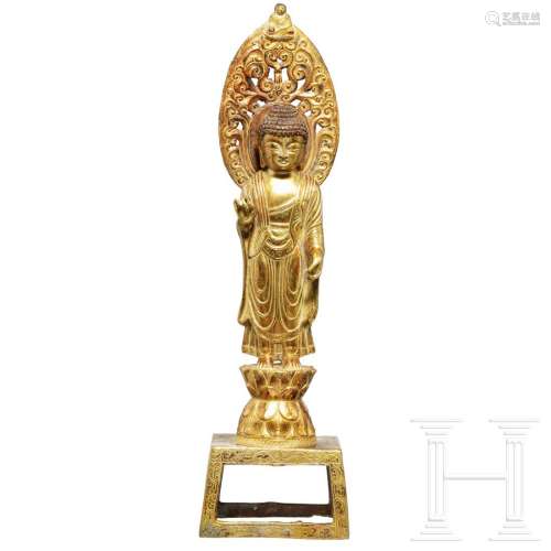 A Chinese gilded Buddha statuette, 19th - 20th century