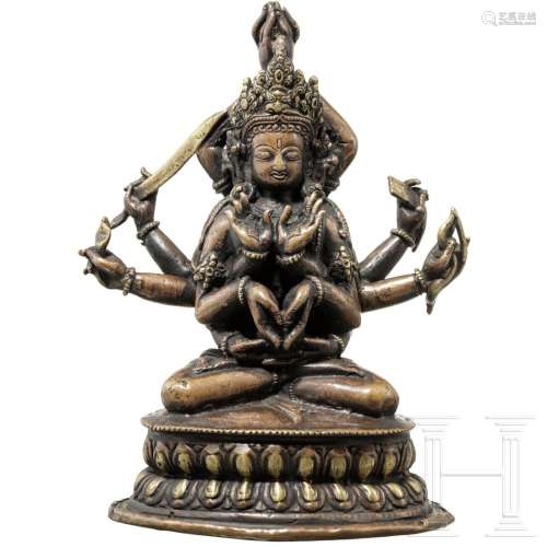 A Tibetan ten-armed Avalokiteshvara, bronze, 19th -