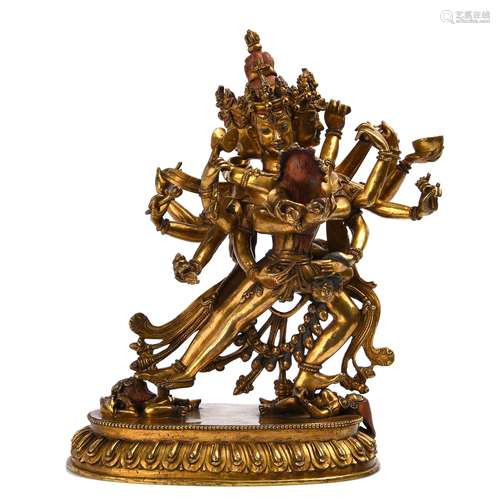 GILT BRONZE FIGURE OF CHAKRASAMVARA