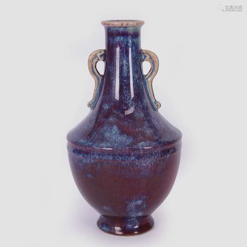 A PURPLE SPLASHED JUN VASE