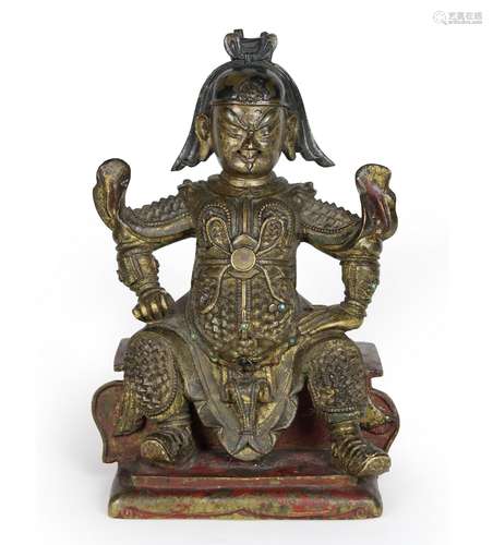 LACQUERED BRONZE FIGURE OF GUANDI. 17TH/18TH C