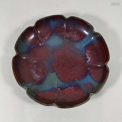 A PURPLE SPLASHED JUN DISH