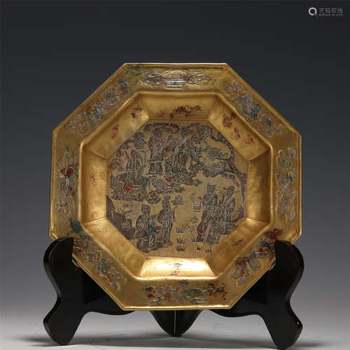 AN INCISED GILT-BRONZE IMMORTALS PLATES