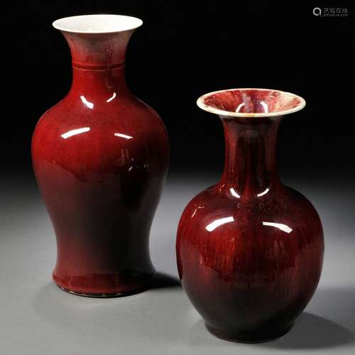 TWO RED GLAZED VASES