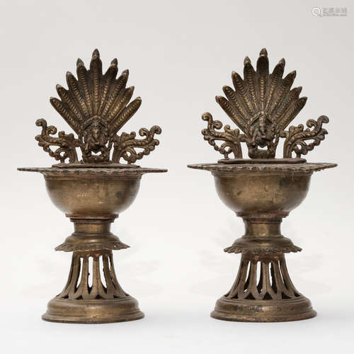 PAIR TIBETAN RITUAL OFFERING ITEMS QING DYNASTY