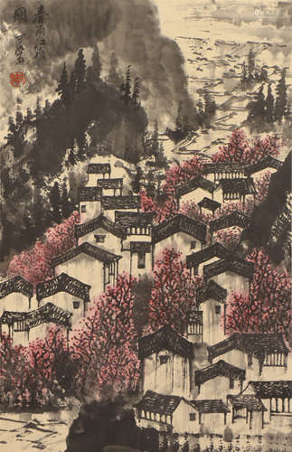 A CHINESE PAINTING OF SPRING VILLAGE