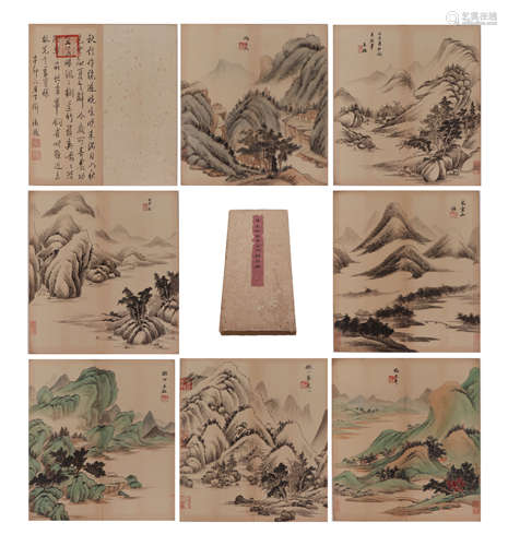 A CHINESE PAINTING ALBUMS OF LANDSCAPE SIGNED WANGKENG