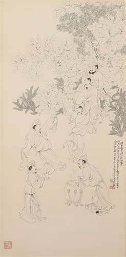 A CHINESE PAINTING OF PARTY SCENE