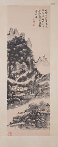 A CHINESE PAINTING HANGING SCROLL OF LANDSCAPE