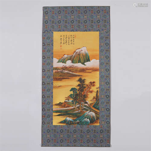 A CHINESE PAINTING OF RIVERBANK SCENERY