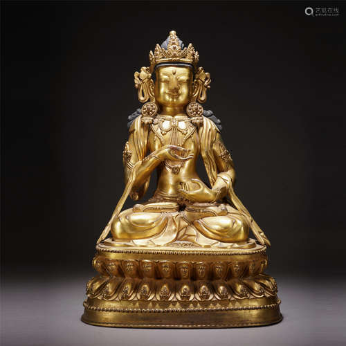 AN IMPORTANT GILT-BRONZE SEATED VAJRASATTVA