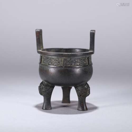 A Beast Pattern Three-legged Bronze Incense Burner