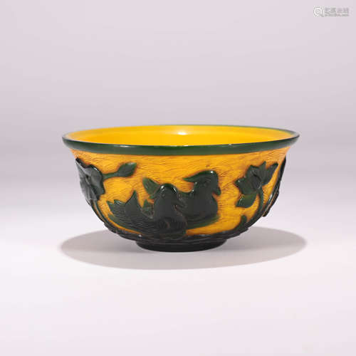 A Lotus Pattern Bicolourable Glassware Bowl