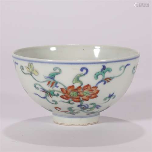 A Doucai Twining Flowers Pattern Porcelain Bowl