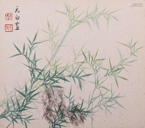 A Chinese Green Bamboo Painting, MQi Gong ark