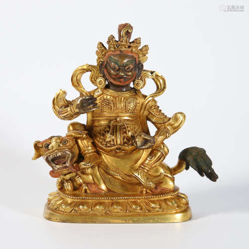 A Gilt Bronze Buddha Statue of Lion Zambala