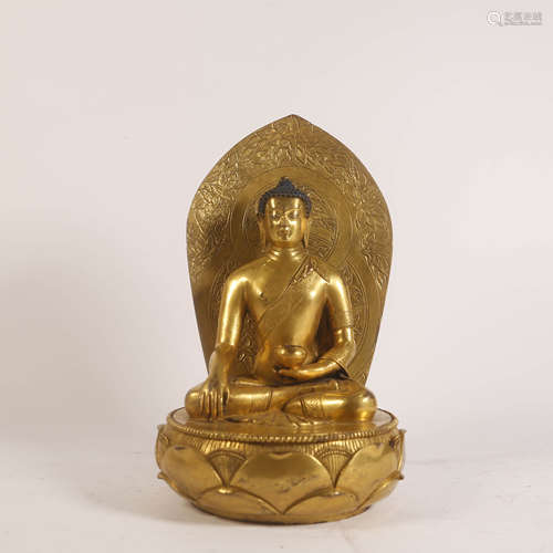 A Gilt Bronze Buddha Statue of Sakyamuni