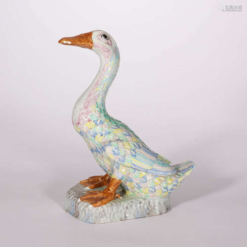 A Famille Rose Porcelain Duck Ornament