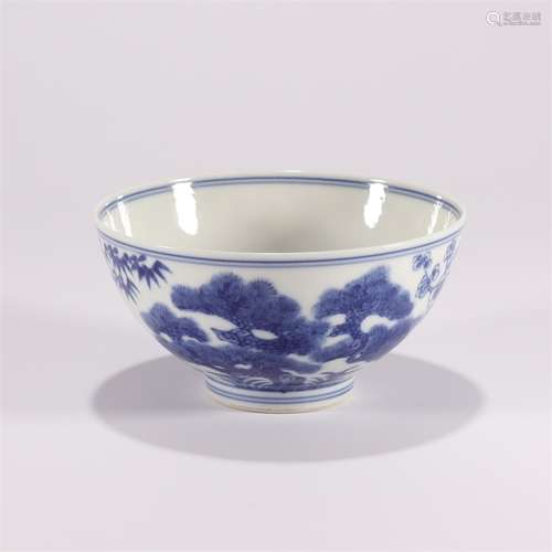 A Blue and White Pine&Bamboo&Plum Blssom painted Porcelain B...