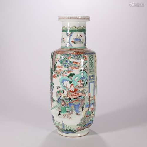 A Famille Verte Figures Porcelain Vase