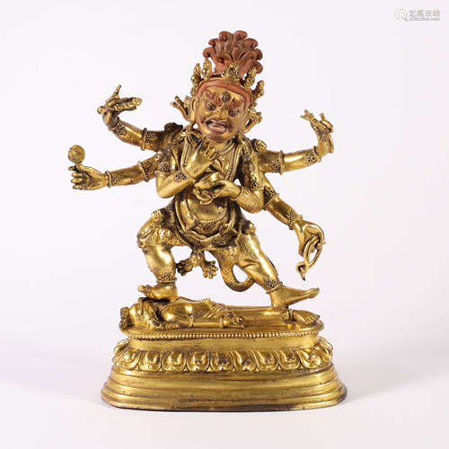 A Gilt Bronze Buddha Statue of Mahākāla