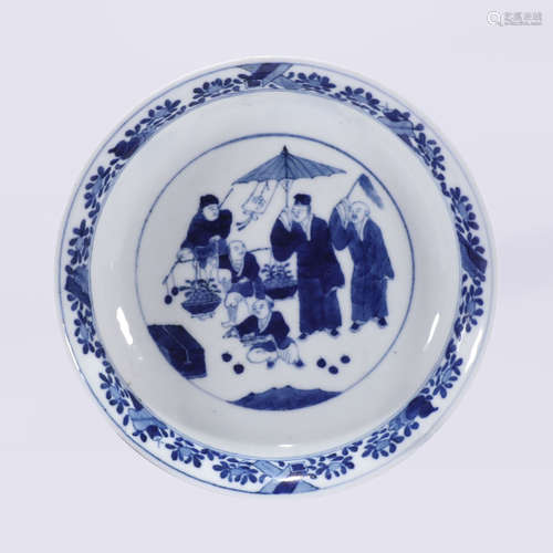 A Blue and White Figures Porcelain Plate