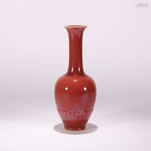 An Altar Red Glaze Porcelain Chrysanthemum Petals Vase