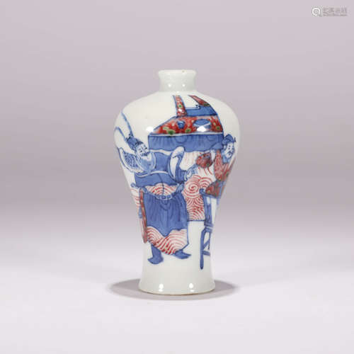 A Blue&White Underglazed Red Ppera Characters Porcelain Snuf...