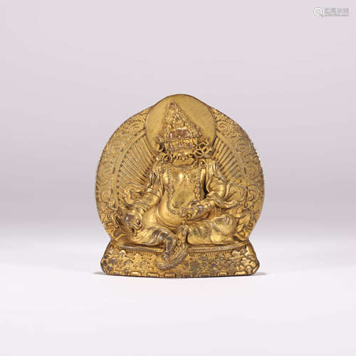 A Gilt Bronze Buddha Statue of Yellow Fortune God