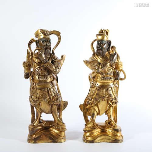 A Pair of Gilt Bronze Statues of The Heavenly Southern Gate ...