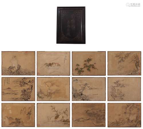 12 Pieces Chinese Landscape Paintings, Jin Cheng Mark