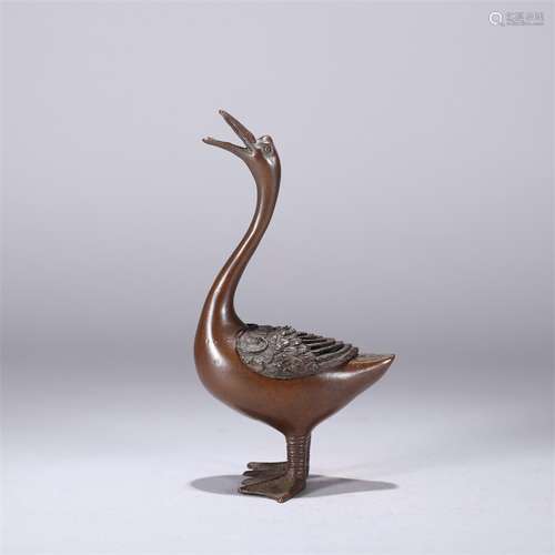 A Goose Shaped Bronze Incense Burner