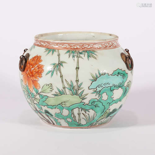 A Famille Rose Floral Porcelain Jar