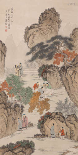 A Chinese Landscape&figures Painting, Pu Ru Mark