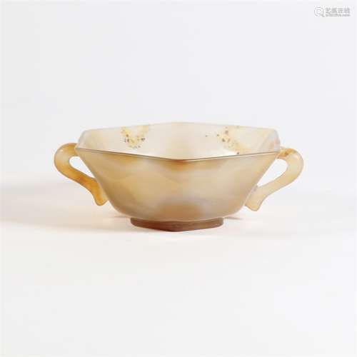 An Agate Double Ears Hexagon Cup