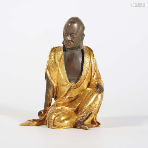 A Gilt Bronze Arhat Statue