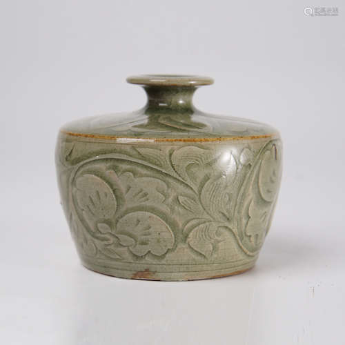 A Yaozhou Kiln Floral Carved Porcelain Vase