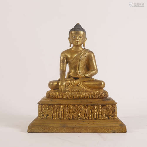 A Gilt Bronze Buddha Statue of Sakyamuni