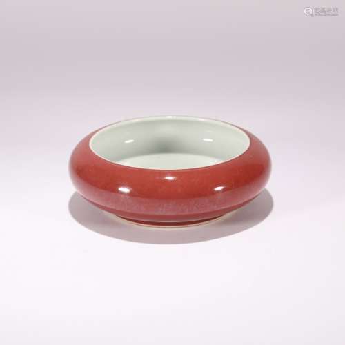 An Altar Red Glaze Porcelain Brush Washer