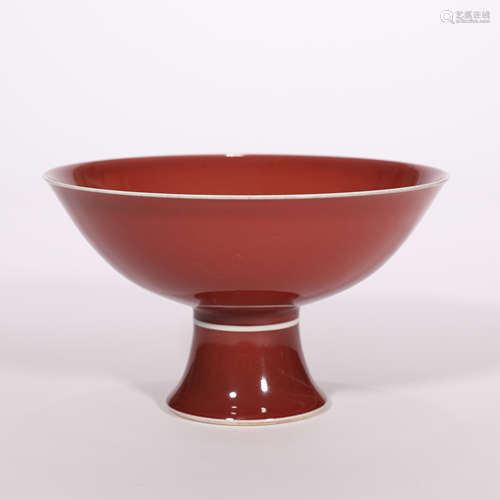 A Red Glaze Porcelain Standing Bowl