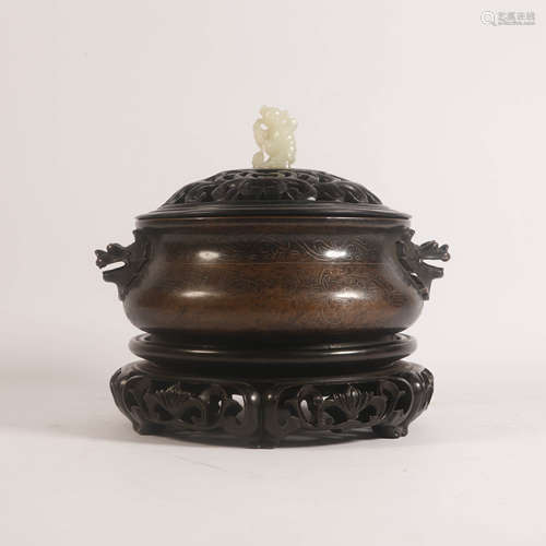 A Double Ears Bronze Incense Burner