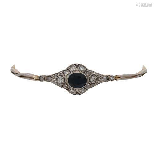 Armband mittig mit dunkelblauem Saphir ca. 1,2 ct,